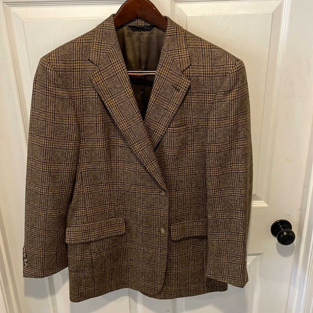 42R Mens Burberry Houndstooth 100% Wool Blazer, Mint
